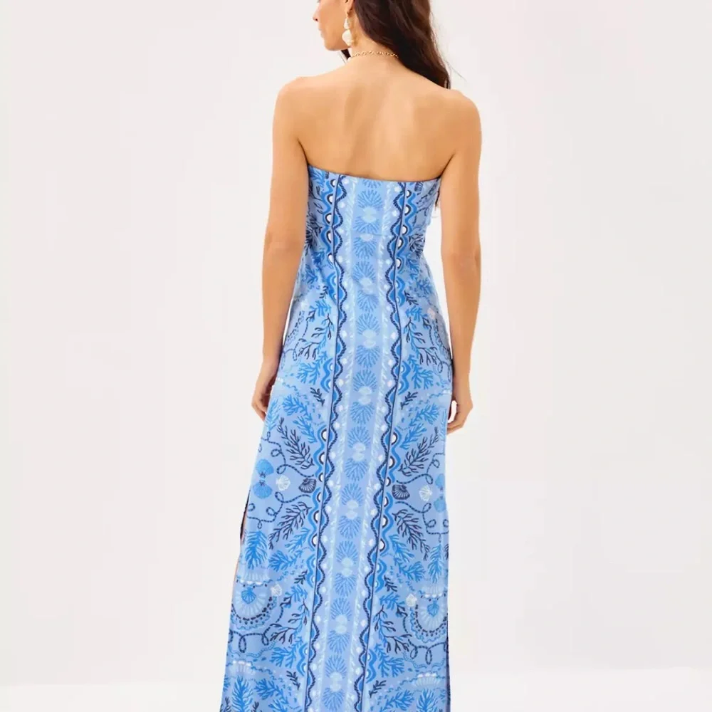 🆕 Lilly Pulitzer NOA STRAPLESS MAXI DRESS 👗“Jacaranda Blue” MSRP $228 NWT sz 14 - Picture 6 of 8